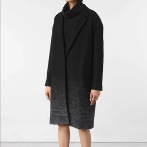 All Saints Plaid Black Wool Coat size Small